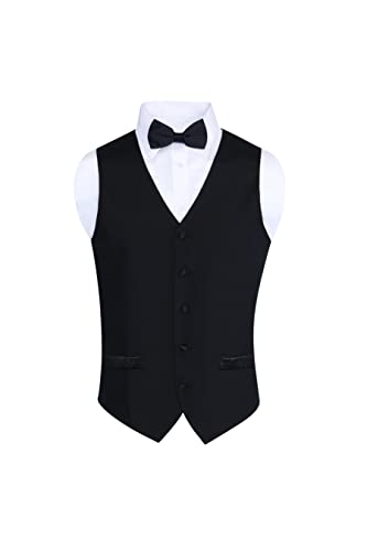 Herren 100% Wolle Formal Weste und Krawatte Set - Inklusive schwarzer Weste und passender schwarzer Satin Fliege, schwarz, 5X-Large Groß von S.H. Churchill & Co.