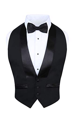 Klassische formale Herren-Smokingweste aus 100 % Wolle, rückenfrei, inkl. Fliege, Schwarz, Schwarz, S/XL Klassische formale Herren-Smokingweste aus 100 % Wolle, rückenfrei, inkl. Fliege, Schwarz, Schwarz, S/XL von S.H. Churchill & Co