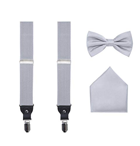 S.H. Churchill & Co. 3-teiliges Straps-Set für Herren – inklusive Hosenträgern, passender Fliege, Einstecktuch und Geschenkbox, silber, Einheitsgröße S.H. Churchill & Co. 3-teiliges Straps-Set für Herren – inklusive Hosenträgern, passender Fliege, Einstecktuch und Geschenkbox, silber, Einheitsgröße von S.H. Churchill & Co.