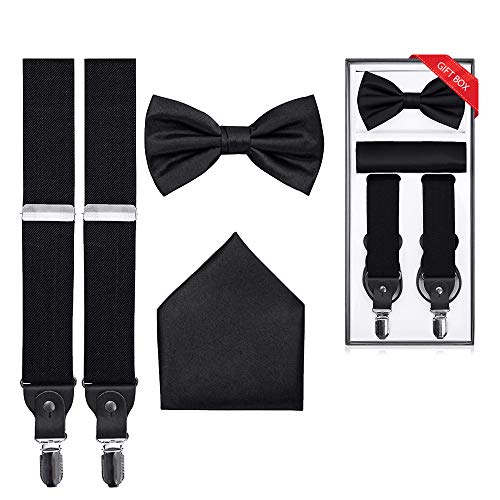 S.H. Churchill & Co. Herren 3-teiliges Straps-Set – inklusive Hosenträger, passender Fliege, Taschentuch und Geschenkbox, Schwarz, Einheitsgröße von S.H. Churchill & Co.