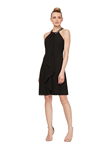 S.L. Fashions Damen Jewel Halter Sheath Dress (Petite and Regular) Cocktailkleid, Schwarz, 36 von S.L. Fashions