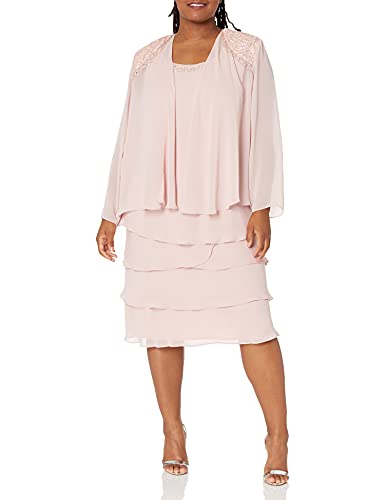 S.L. Fashions Damen Plus Size Zweiteiliges Verziertes Jackenkleid Kleid für besondere Anlässe, Verblasste Rose, 54 Mehr von S.L. Fashions