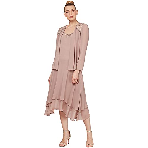 S.L. Fashions Damen Verziertes Schulter-und Nackenjackenkleid Kleid für besondere Anlässe, Cashmere, 40 Zierlich von S.L. Fashions