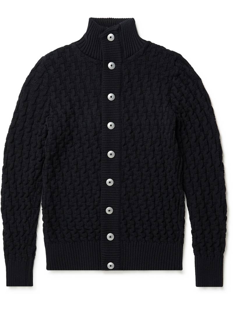 S.N.S. Herning - Stark Textured Virgin Wool Cardigan - Men - Blue - XXL von S.N.S. Herning
