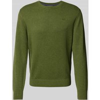 s.Oliver RED LABEL Regular Fit Strickpullover aus reiner Baumwolle mit Label-Stitching in Khaki, Größe XXL von s.Oliver RED LABEL