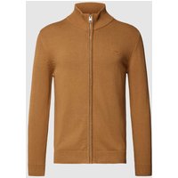 s.Oliver RED LABEL Strickjacke mit Label-Stitching Modell 'STAND JACKET' in Camel, Größe XXL von s.Oliver RED LABEL