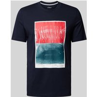 s.Oliver RED LABEL T-Shirt mit Motiv-Print Modell 'Photoprint Box' in Marine, Größe M von s.Oliver RED LABEL