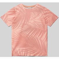 s.Oliver RED LABEL T-Shirt mit floralem Muster und Rundhalsausschnitt in Apricot, Größe 176 von s.Oliver RED LABEL