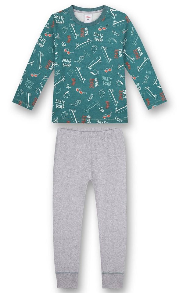 s.Oliver Junior Pyjama s.Oliver Jungen Schlafanzug Pyjama lang Skater grün grau (2 tlg) von S.Oliver Junior