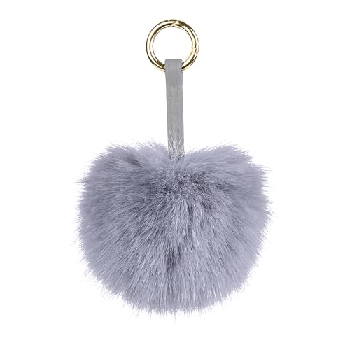 S.ROMZA Pom Pom Schlüsselanhänger Kunstfell flauschiger Schlüsselanhänger Plüsch-Schlüssel anhänger Pom-Pom-Taschen-Anhänger für Handtasche Anhänger. (hellgrau, 13 Zentimeter) von S.ROMZA