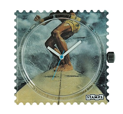 S.T.A.M.P.S. Stamps originelle Uhr Zifferblatt wasserfest - Motiv Surfin - 104658 - Quarzuhrwerk mit Analoganzeige Sammeluhr von S.T.A.M.P.S.