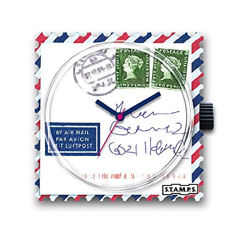 S.T.A.M.P.S. Stamps Uhr KOMPLETT - Zifferblatt Airmail for You mit Lederarmband Classic rot von S.T.A.M.P.S.