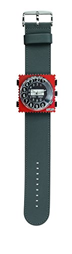S.T.A.M.P.S. Stamps Uhr KOMPLETT - Zifferblatt Call me mit grauem Lederarmband von S.T.A.M.P.S.