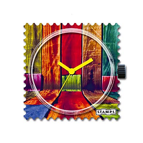 S.T.A.M.P.S. Stamps Uhr komplett - Zifferblatt Colorful Walls auf Lederarmband Classic rot von S.T.A.M.P.S.