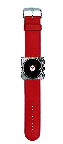 S.T.A.M.P.S. Stamps Uhr komplett - Zifferblatt DJ auf Lederarmband Classic rot von S.T.A.M.P.S.