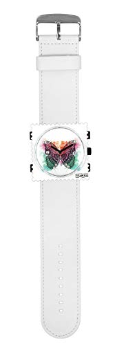 S.T.A.M.P.S. Stamps Uhr komplett - Zifferblatt Diamond Butterfly mit Lederarmband weiß von S.T.A.M.P.S.