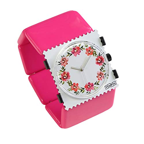Stamps Damen Uhr komplett - Zifferblatt Diamond Floral auf Gliederarmband Belta pink von S.T.A.M.P.S.