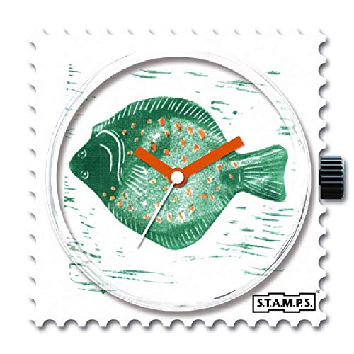 S.T.A.M.P.S. Stamps originelle Uhr Zifferblatt wasserfest - Motiv Fish and Chips - 105913 - Quarzuhrwerk mit Analoganzeige Sammeluhr von S.T.A.M.P.S.