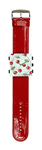 Stamps Damen Uhr komplett - Zifferblatt Merry Cherry mit Lederarmband Glossy Rot von S.T.A.M.P.S.