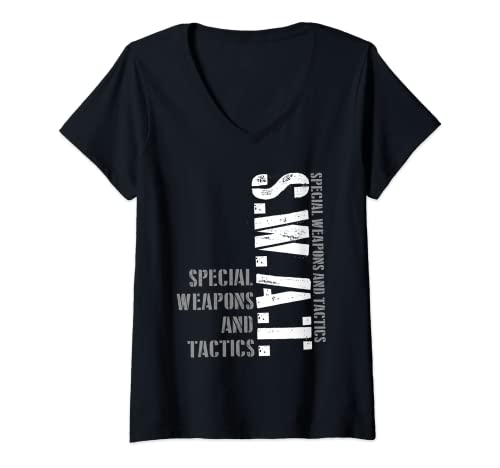 Damen SWAT Team SRT Police T-Shirt für LEO Off Duty Cops Law T-Shirt mit V-Ausschnitt von S.W.A.T. Tactical Police Apparel