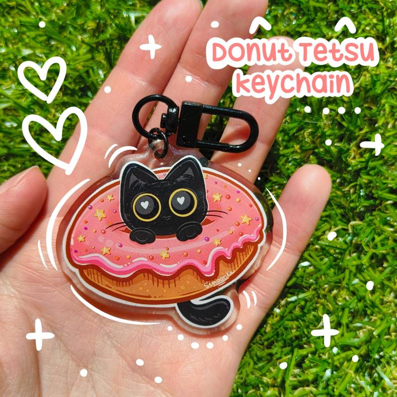 Donut Tetsu Katze Schlüsselanhänger | Glitzer Süßer Katzen Kawaii Kunst Niedliche Donut Tetsu Katze Schlüsselanhänger | Glitzer Süßer Katzen Kawaii Kunst Niedliche von S1MoonKa