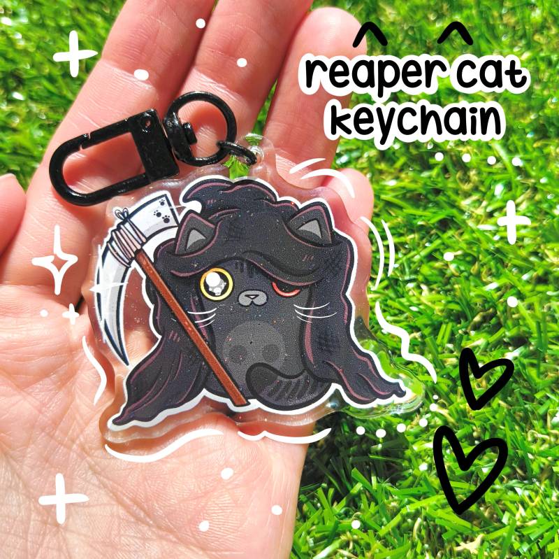 Sensenmann Katze Acryl Schlüsselanhänger Sparkly Glitter Kawaii Art Sensenmann Katze Acryl Schlüsselanhänger Sparkly Glitter Kawaii Art von S1MoonKa