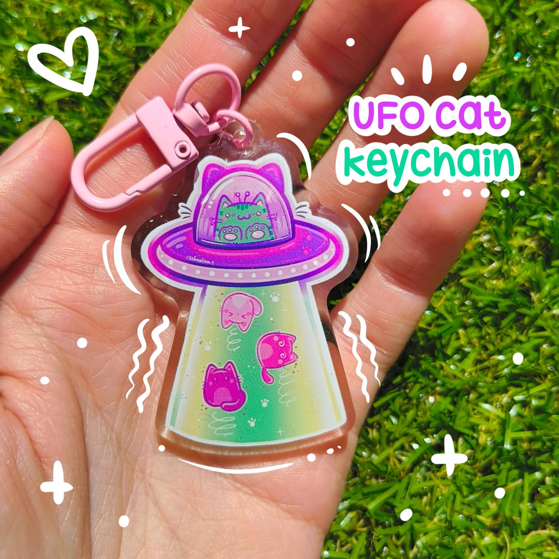Ufo Katze Acryl Schlüsselanhänger Kawaii Glitter Charm Ufo Katze Acryl Schlüsselanhänger Kawaii Glitter Charm von S1MoonKa