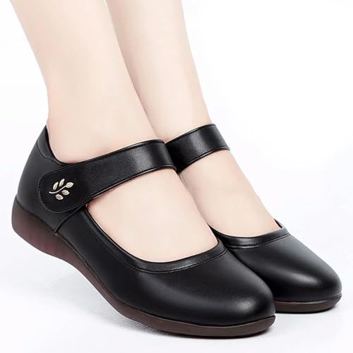 2024 Neue Flache Schuhe mit Weichen Sohlen für Frauen Schwarz Ankle Strap Casual Schuhe für Frauen Bequeme Flache Mund Frauen Schuhe von S8DOCFAF