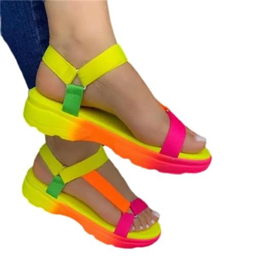 S8DOCFAF 2024 sommer Neue Sandalen Regenbogen Farbe Flache frauen Sandalen Sandalen frauen Outdoor Strand Schuhe von S8DOCFAF