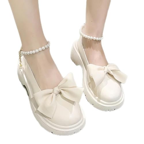 S8DOCFAF Damen-Lolita-Schuhe mit dicker Sohle, weiße Party-High-Heels, Sommer-neue Sandalen, Schleife, Damenschuhe, modische Damenschuhe von S8DOCFAF