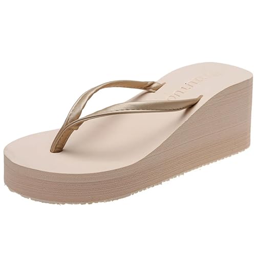 S8DOCFAF Damen Sommer Strand Keil Flip Flops Dicke Sohle Sandalen Damen High Heels Outdoor Flip Flops Damenschuhe von S8DOCFAF