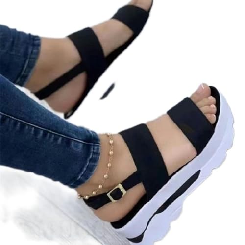 S8DOCFAF Mode frauen Dicke Sohle Schnalle Riemen Straße Sommer Schuhe Punk Strand Keil frauen Sandalen Dicke Sohle frauen Schuhe von S8DOCFAF