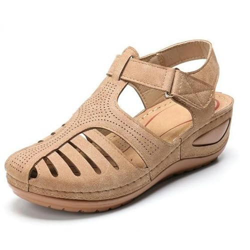 S8DOCFAF Neue 2024 Damen-Sandalen, Premium-Flache Schuhe, lässige weiche Sohle, Strandkeil-Damenschuhe von S8DOCFAF