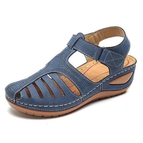 S8DOCFAF Neue 2024 Damen-Sandalen, Premium-Flache Schuhe, lässige weiche Sohle, Strandkeil-Damenschuhe von S8DOCFAF