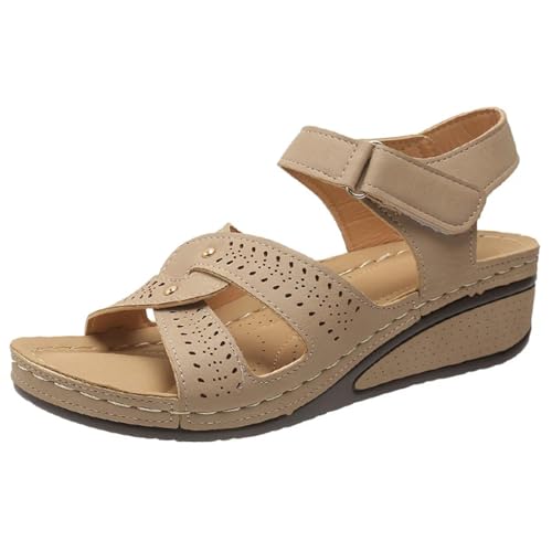 S8DOCFAF Neue Damenschuhe, modisch und elegant, neue leichte Damen-Keilsandalen, Sommer-Kreuzriemen-Sandalen mit mittlerem Absatz, rutschfeste Damenschuhe mit dicker Sohle, Damenschuhe in Übergröße von S8DOCFAF