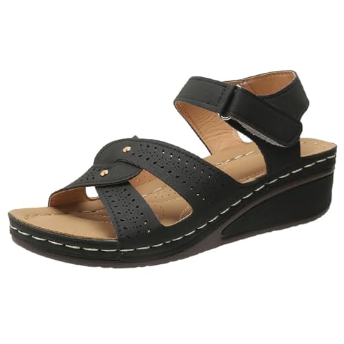 S8DOCFAF Neue Damenschuhe, modisch und elegant, neue leichte Damen-Keilsandalen, Sommer-Kreuzriemen-Sandalen mit mittlerem Absatz, rutschfeste Damenschuhe mit dicker Sohle, Damenschuhe in Übergröße von S8DOCFAF