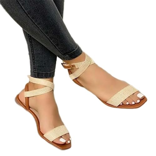 S8DOCFAF Sommer neue Mode Outdoor Strand bequeme einfarbige Sandalen neue Damenschuhe von S8DOCFAF