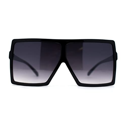 Mobster Sonnenbrille mit flacher Oberseite, quadratisch, rechteckig, übergroße Kunststoff-Sonnenbrille, Schwarz (Black / Smoke), 5 15/16" (151mm) x 2 1/2" (64mm) von SA106
