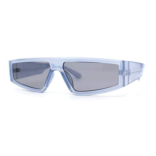 SA106 80er Jahre abgeschrägte, dicke Kunststoff-Sonnenbrille, flache Oberseite, schmal, rechteckig, Blau - Schwarz, 5 5/8" (142mm) x 1 1/2" (38mm) von SA106