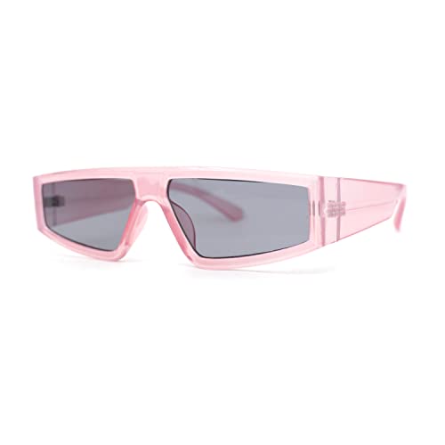 SA106 80er Jahre abgeschrägte, dicke Kunststoff-Sonnenbrille, flache Oberseite, schmal, rechteckig, Rosa - Schwarz, 5 5/8" (142mm) x 1 1/2" (38mm) von SA106