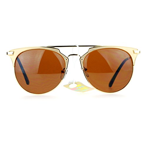 SA106 Einzigartige Retro-Hipster-Sonnenbrille aus Metall mit halbem Rand, Goldbraun, Einheitsgröße SA106 Einzigartige Retro-Hipster-Sonnenbrille aus Metall mit halbem Rand, Goldbraun, Einheitsgröße von SA106