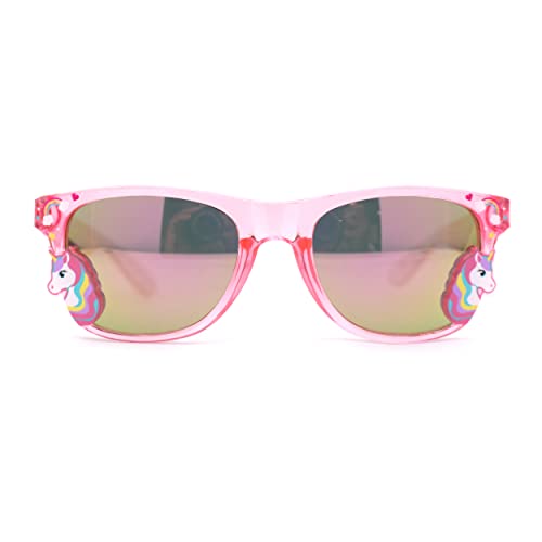 SA106 Mädchen Kindergröße Regenbogen Einhorn Abzeichen Horn Rand Sonnenbrille, Spiegel in Pink / Pfirsichfarben von SA106