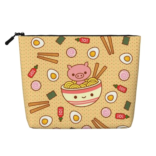 Delicious Sweet Ramen Print einlagige Make-up-Tasche Reise-Kosmetiktasche mit Reißverschlussbeuteln für Damen, Schwarz, Einheitsgröße von SAAKE