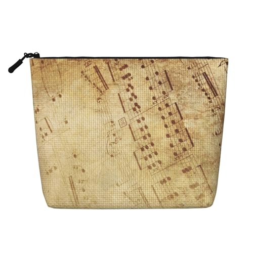Kosmetiktasche mit Notenaufdruck, einlagig, Reise-Kosmetiktasche mit Reißverschlusstaschen, für Damen, Schwarz, Einheitsgröße Kosmetiktasche mit Notenaufdruck, einlagig, Reise-Kosmetiktasche mit Reißverschlusstaschen, für Damen, Schwarz, Einheitsgröße von SAAKE