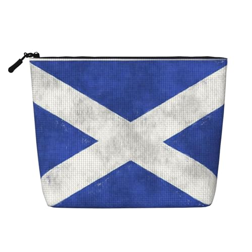 SAAKE Einlagige Make-up-Tasche mit schottischem Druck, Reise-Kosmetiktasche mit Reißverschlusstaschen, für Damen, Schwarz, Einheitsgröße SAAKE Einlagige Make-up-Tasche mit schottischem Druck, Reise-Kosmetiktasche mit Reißverschlusstaschen, für Damen, Schwarz, Einheitsgröße von SAAKE