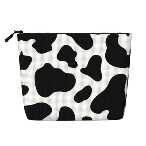 SAAKE Kosmetiktasche mit Kuh-Punktdruck, einlagig, Reise-Kosmetiktasche, mit Reißverschlusstaschen, für Damen, Schwarz, Einheitsgröße SAAKE Kosmetiktasche mit Kuh-Punktdruck, einlagig, Reise-Kosmetiktasche, mit Reißverschlusstaschen, für Damen, Schwarz, Einheitsgröße von SAAKE