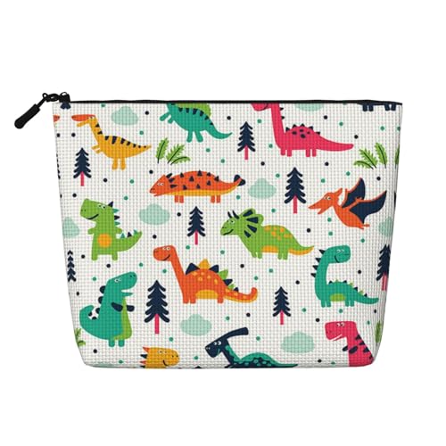 SAAKE Kosmetiktasche mit buntem Dinosaurier-Druck, einlagig, Reise-Kosmetiktasche mit Reißverschlusstaschen, für Damen, Schwarz, Einheitsgröße von SAAKE