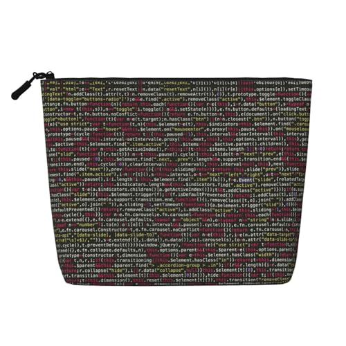 SAAKE Programmierer Programmiercode-Druck, einlagige Make-up-Tasche, Reise-Kosmetiktasche, mit Reißverschlusstaschen, für Damen, Schwarz, Einheitsgröße von SAAKE
