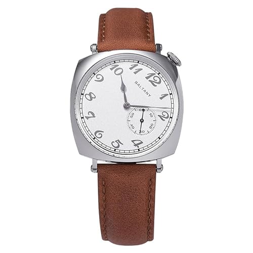 Baltany 1921 Sub-Second Hommage Uhr Möwe ST1701 Edelstahl Lachsfarbe Quadratisches Gehäuse Herren Armbanduhr, V 1, Retro von SAAKO