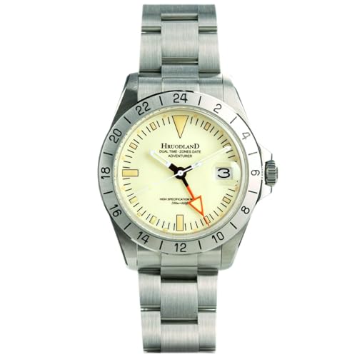 Hruodland F023 Retro Männer Klassische GMT Uhren Japan NH34 Automatische Mechanische Edelstahl Tauchen Armbanduhren, Farbe 2, Retro von SAAKO